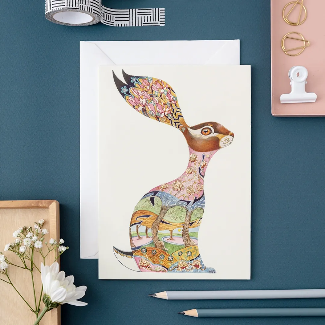 Pink Hare Note Card