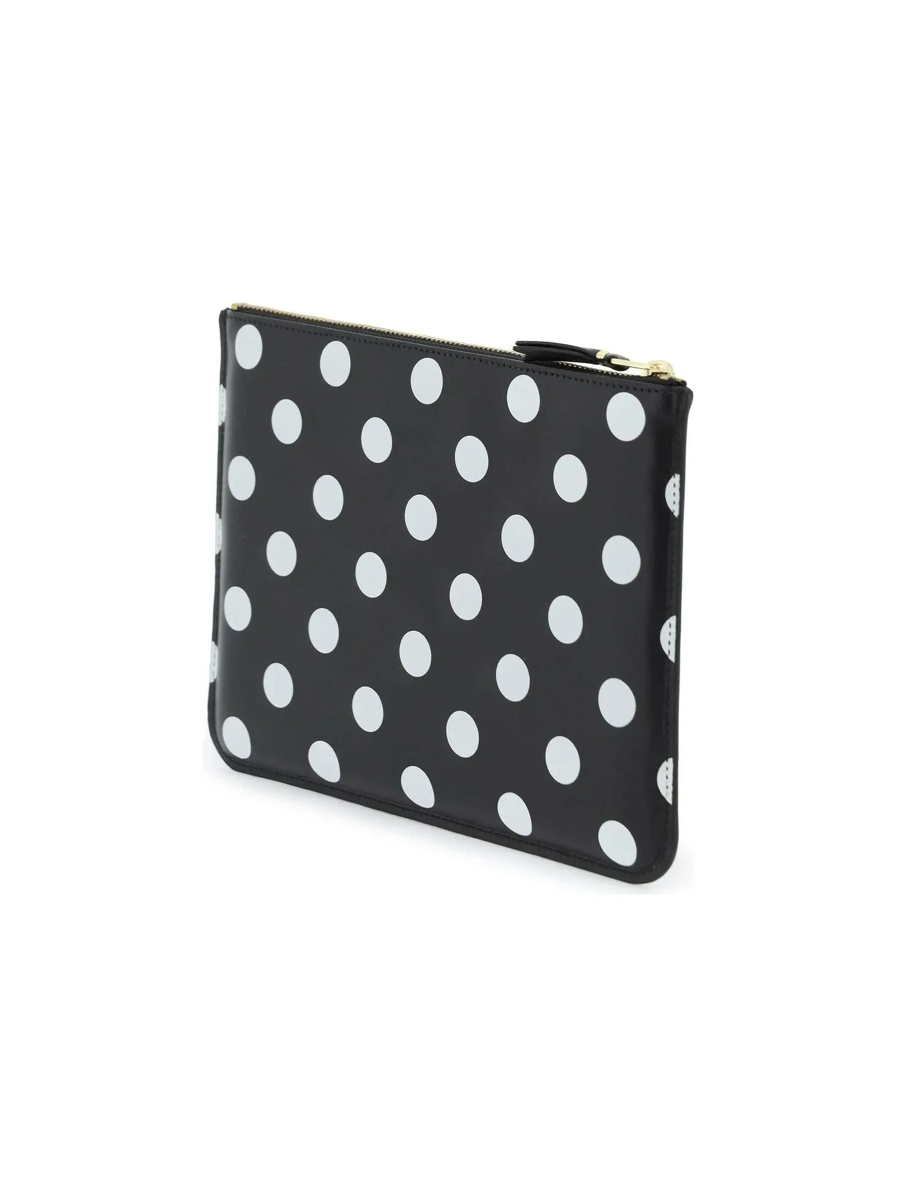 Polka Dot Leather Zip Pouch