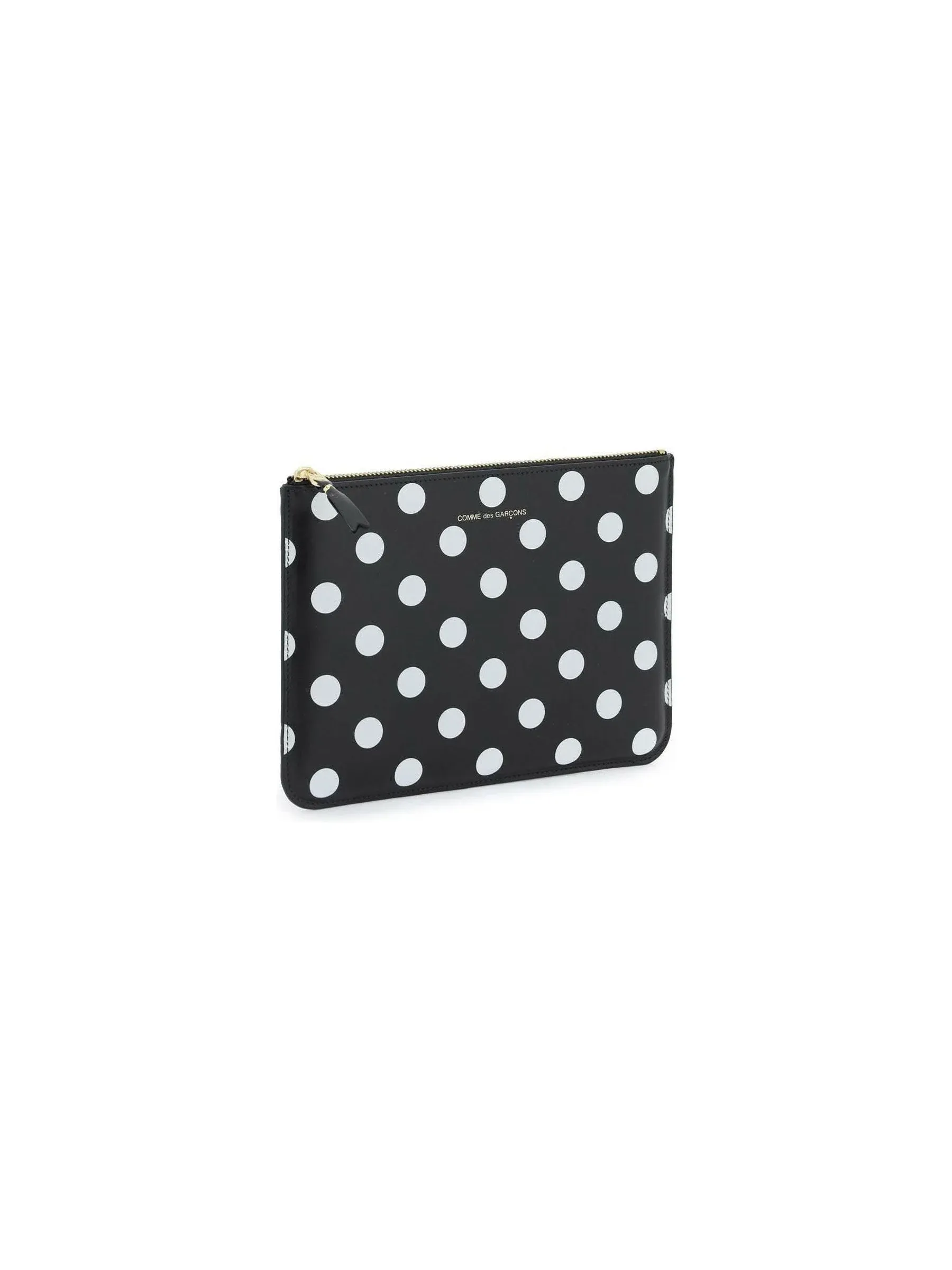 Polka Dot Leather Zip Pouch