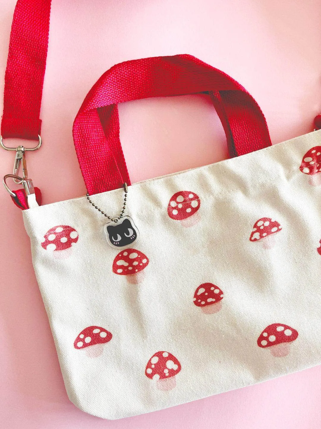 Print Canvas Mini Tote | Red Mushroom
