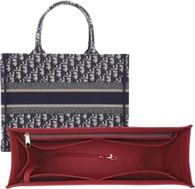 Purse Insert Organizer for dior book tote Large Bag Insert Premium Purse Felt Insert Multiple Pockets (BurGundy, Small), KS12-BurGundy-S
