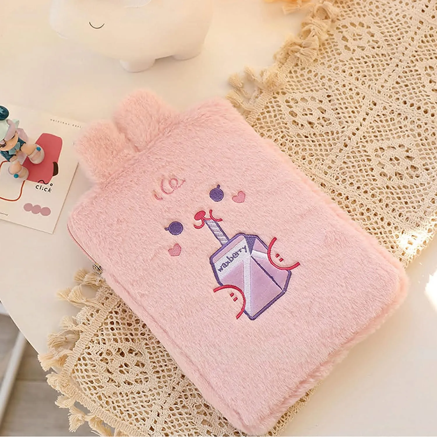 RARITYUS 9-11 Inch Plush Cute Rabbit Laptop Sleeve Bag iPad Protective Case Tablet Cover Notebook Storage Bag for Women Girls