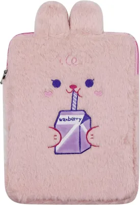RARITYUS 9-11 Inch Plush Cute Rabbit Laptop Sleeve Bag iPad Protective Case Tablet Cover Notebook Storage Bag for Women Girls