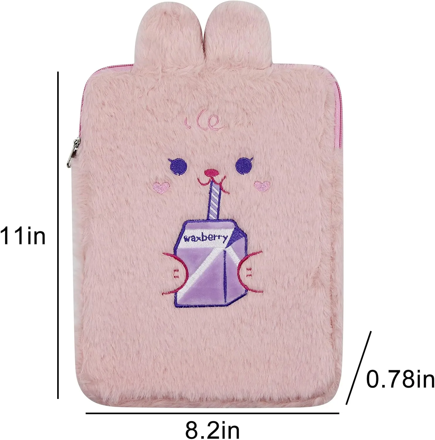 RARITYUS 9-11 Inch Plush Cute Rabbit Laptop Sleeve Bag iPad Protective Case Tablet Cover Notebook Storage Bag for Women Girls