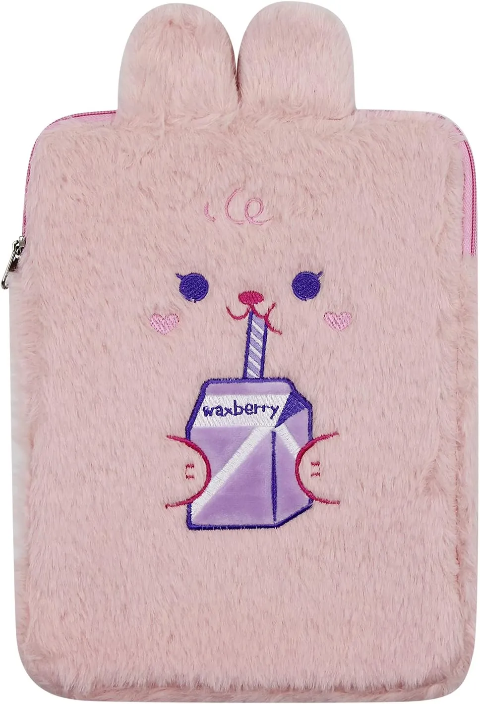 RARITYUS 9-11 Inch Plush Cute Rabbit Laptop Sleeve Bag iPad Protective Case Tablet Cover Notebook Storage Bag for Women Girls