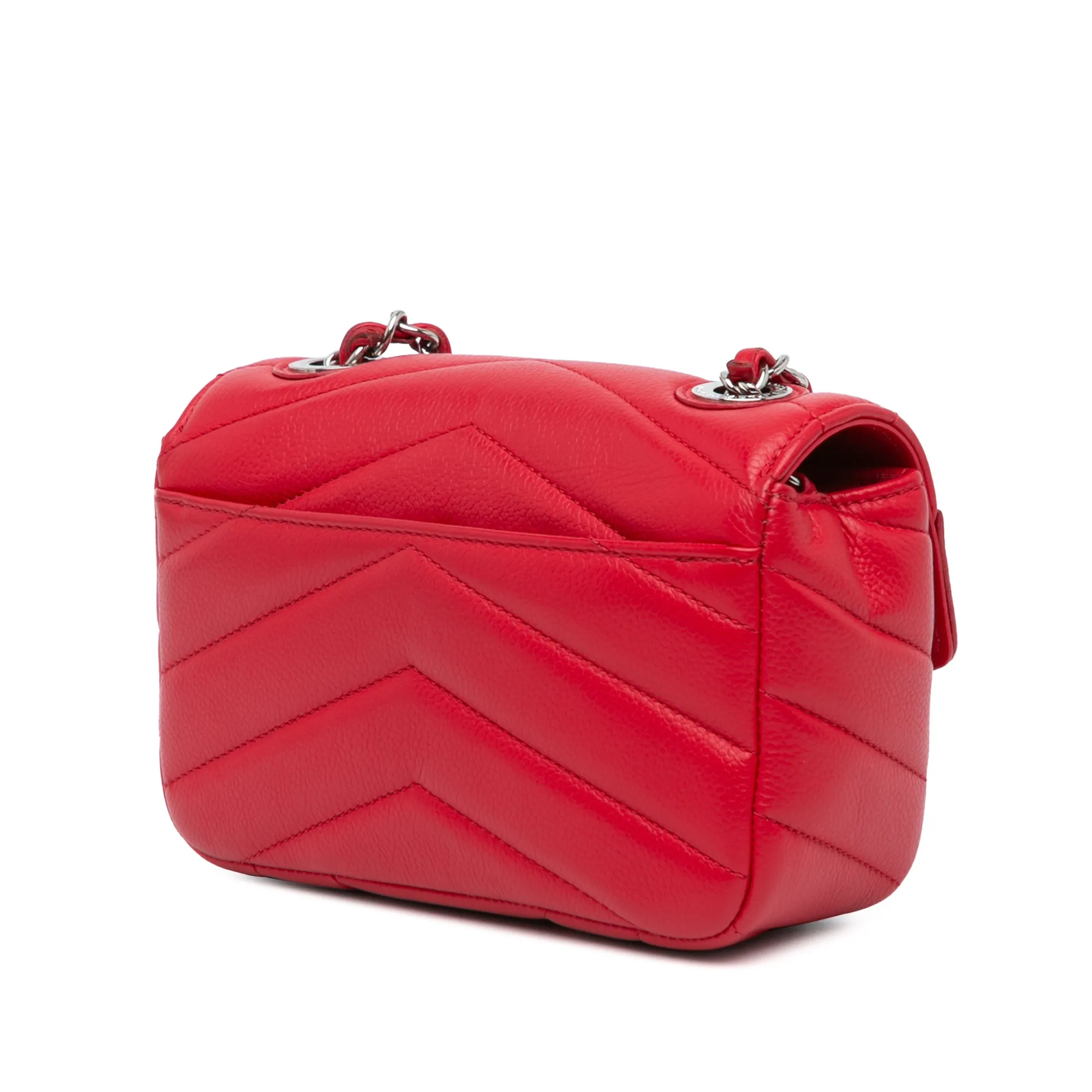 Red Chanel Mini Caviar Chevron Data Center Envelope Flap Bag