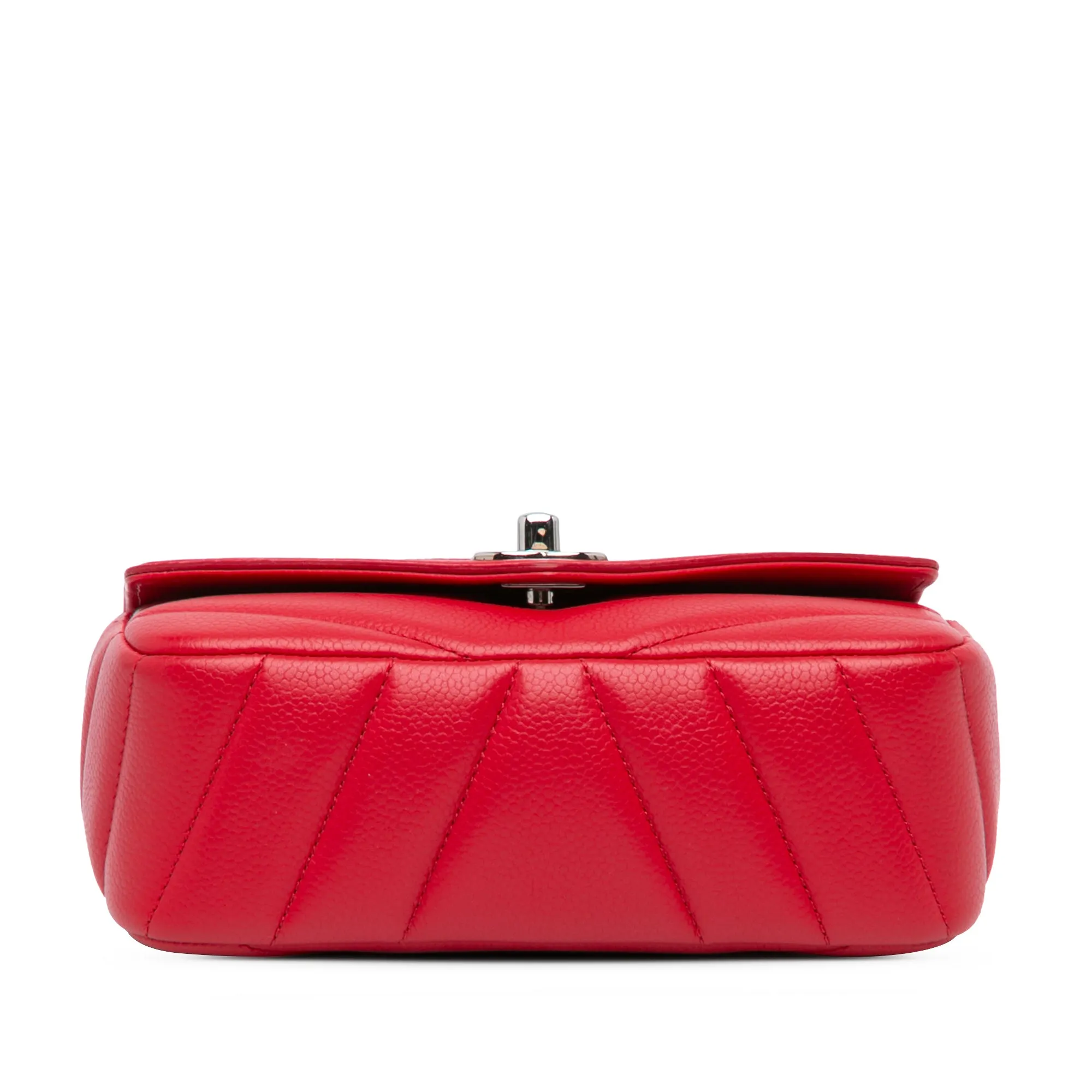 Red Chanel Mini Caviar Chevron Data Center Envelope Flap Bag