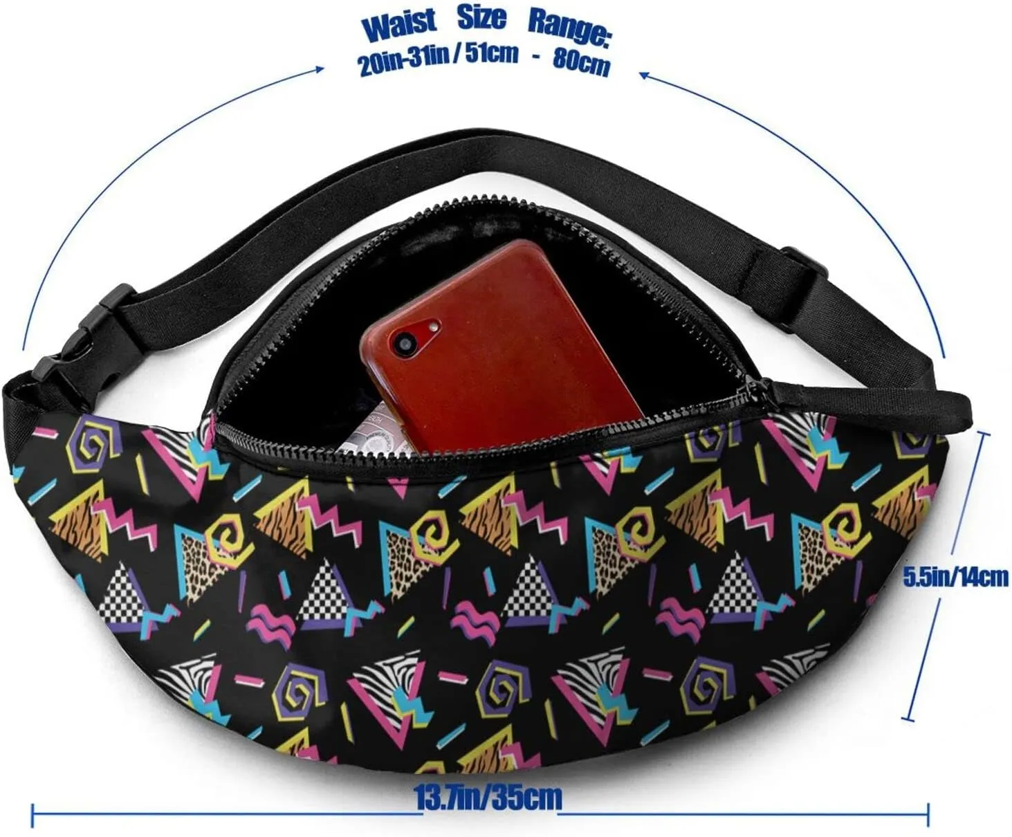 Retro 80S 90S Fanny Waist Bag Pack Casual Chest Bag Waist Packs Everywhere Belt Bag Sling Bag for Women Men