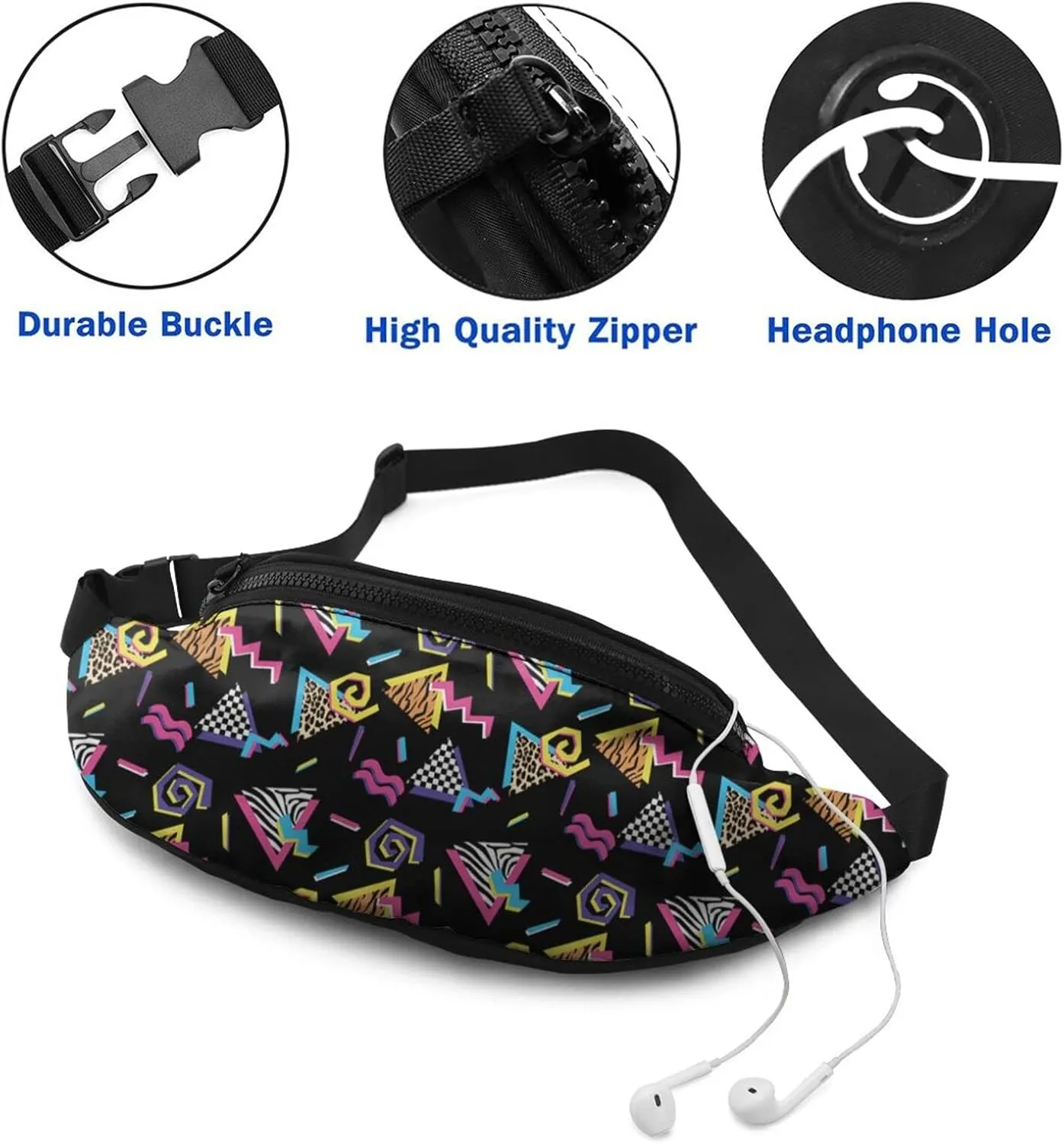 Retro 80S 90S Fanny Waist Bag Pack Casual Chest Bag Waist Packs Everywhere Belt Bag Sling Bag for Women Men