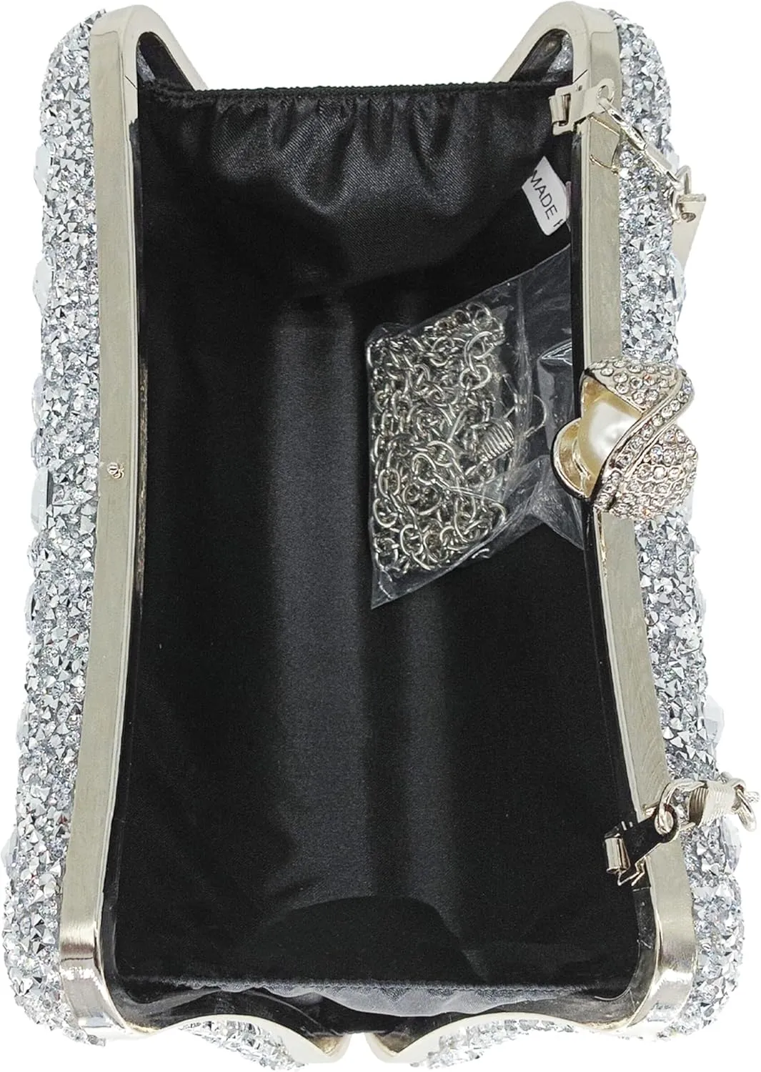 Rhinestone Clutch Purses for Women Evening Wedding Formal - Round Pearl Clasp Handbag - Crystal Diamond Bag