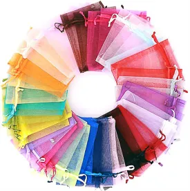 SAOYOAS 100Pcs 4x6 inch Organza Bags Bulk, Drawstring Organza Jewelry Pouches Wedding Party Christmas Favor Gift Bag, for Festival, Party, Jewelry, Bathroom Soaps, Pouches Gift Bags. (Multicolor)