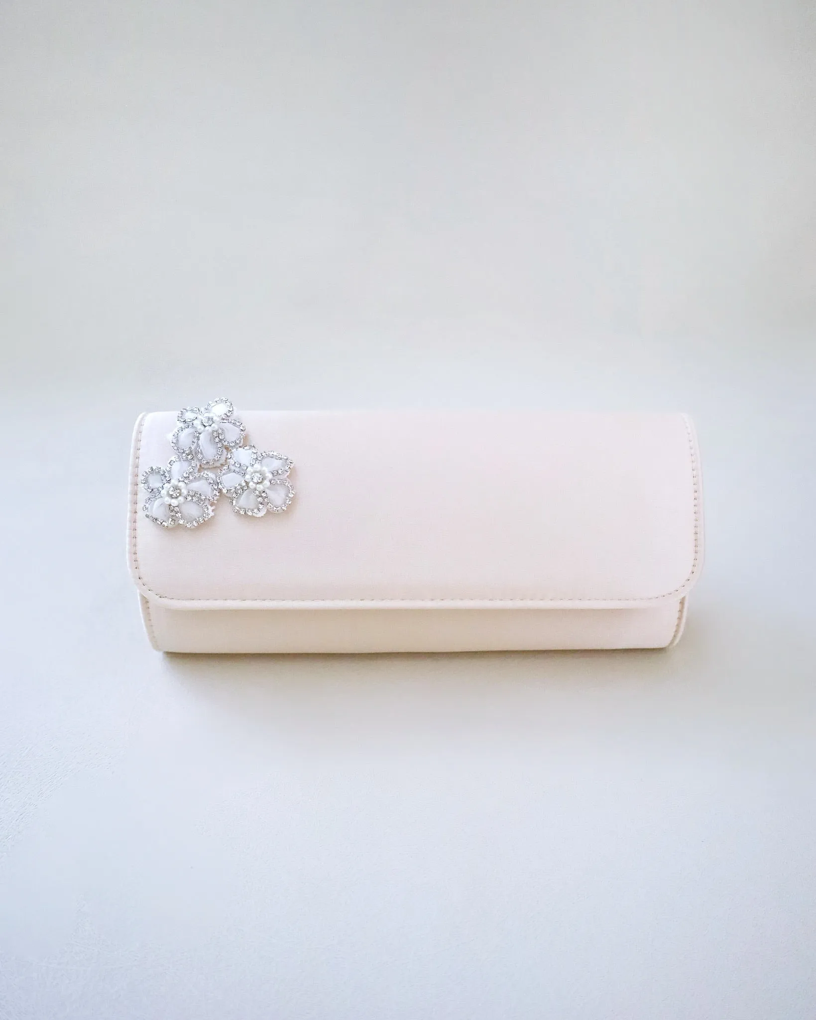 Satin Evening Clutch with Chassia Flowers