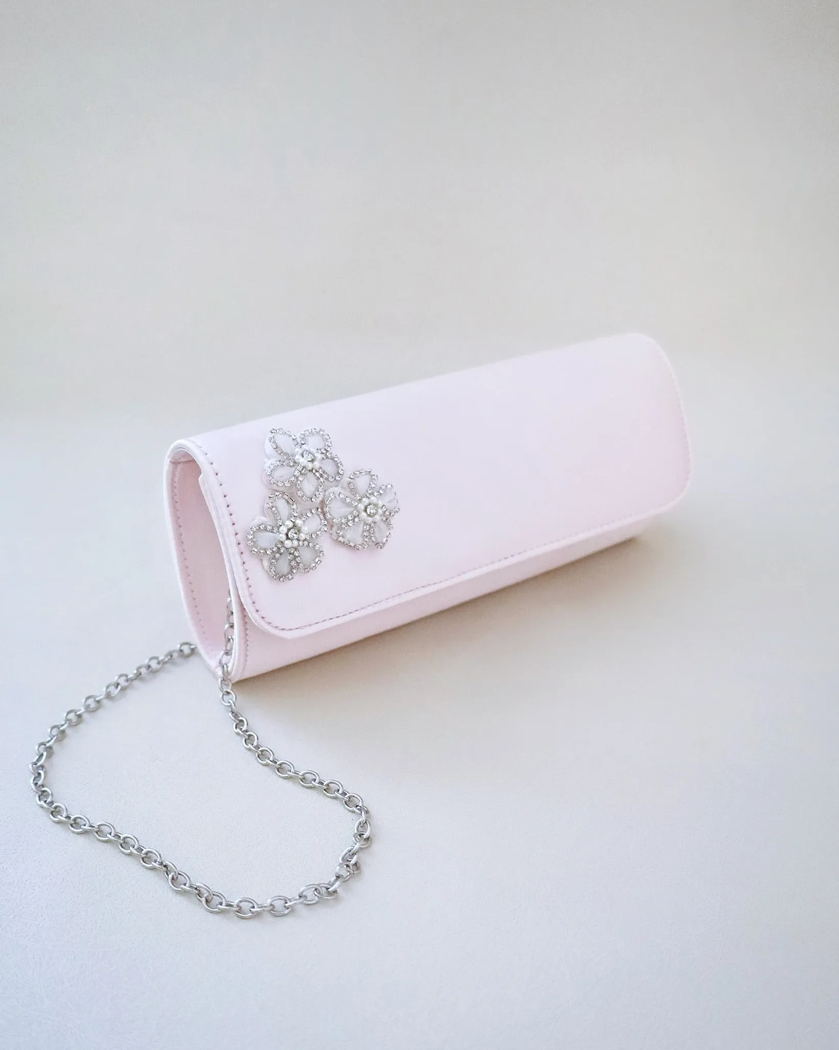Satin Evening Clutch with Chassia Flowers