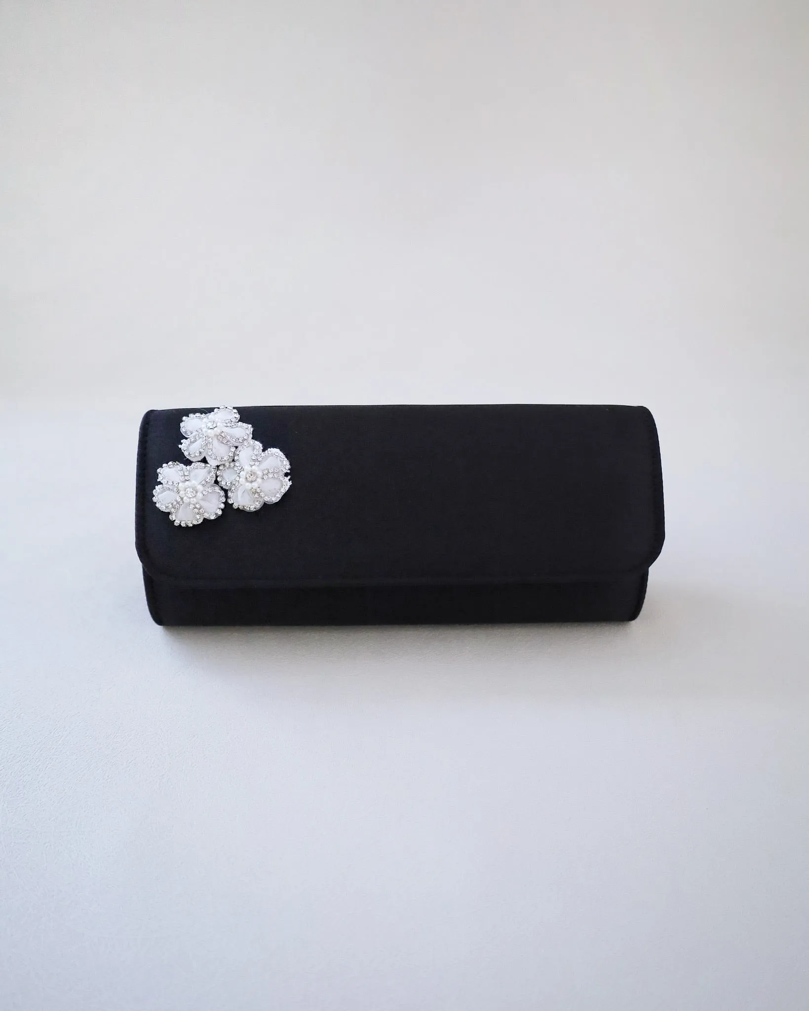 Satin Evening Clutch with Chassia Flowers