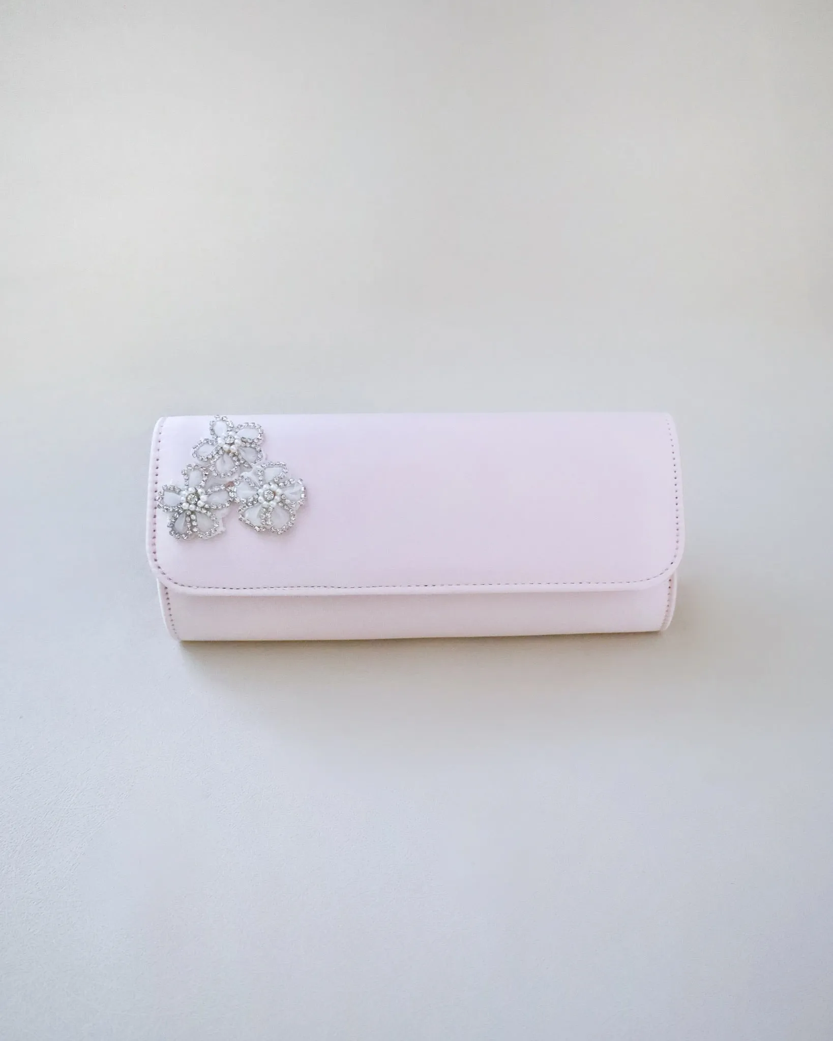 Satin Evening Clutch with Chassia Flowers