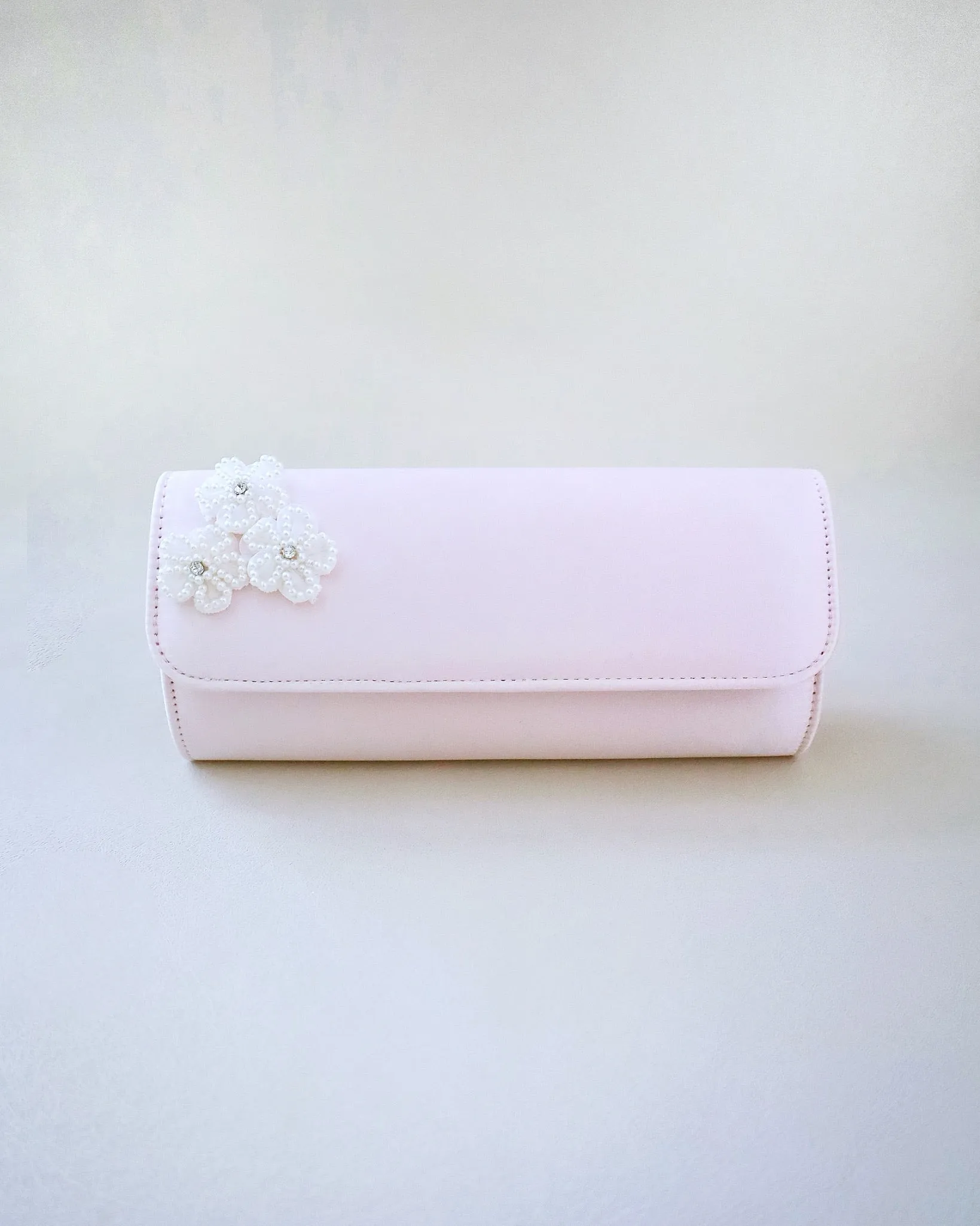 Satin Evening Clutch with Chassia Flowers