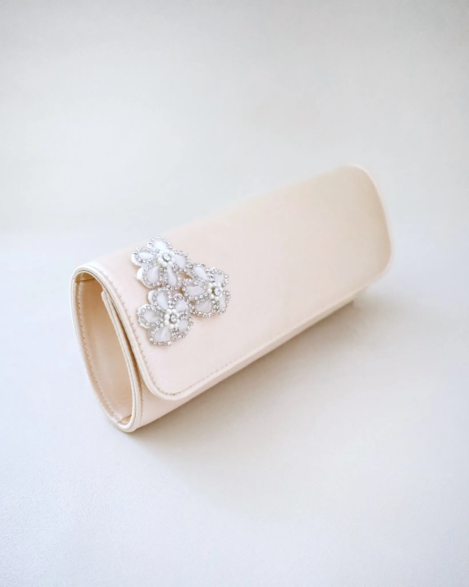 Satin Evening Clutch with Chassia Flowers