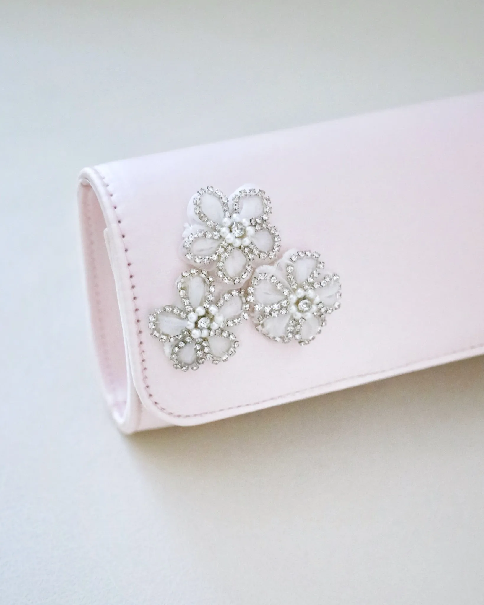 Satin Evening Clutch with Chassia Flowers
