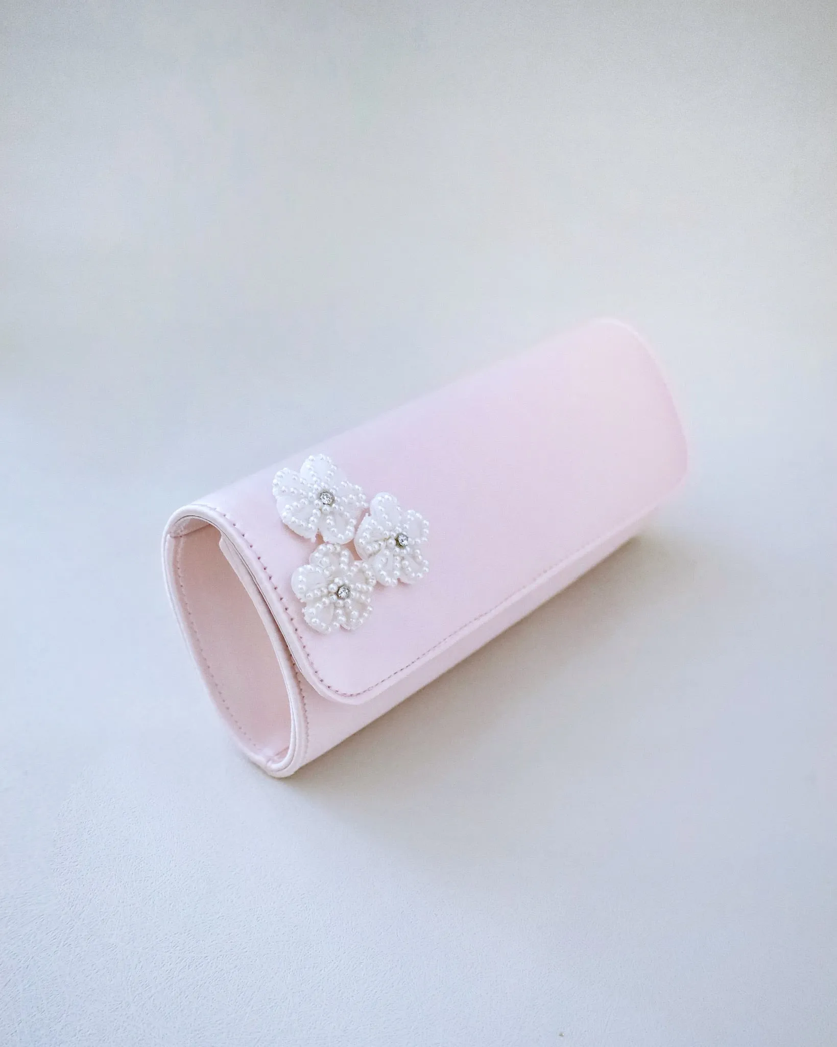 Satin Evening Clutch with Chassia Flowers