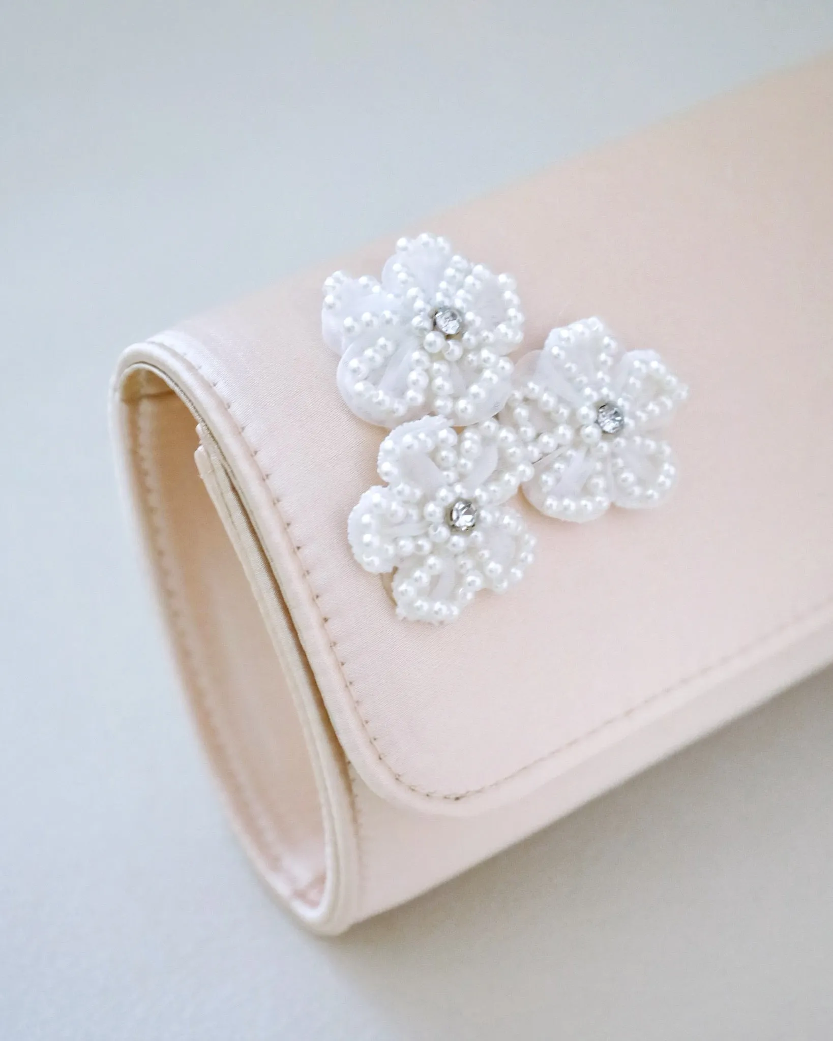 Satin Evening Clutch with Chassia Flowers