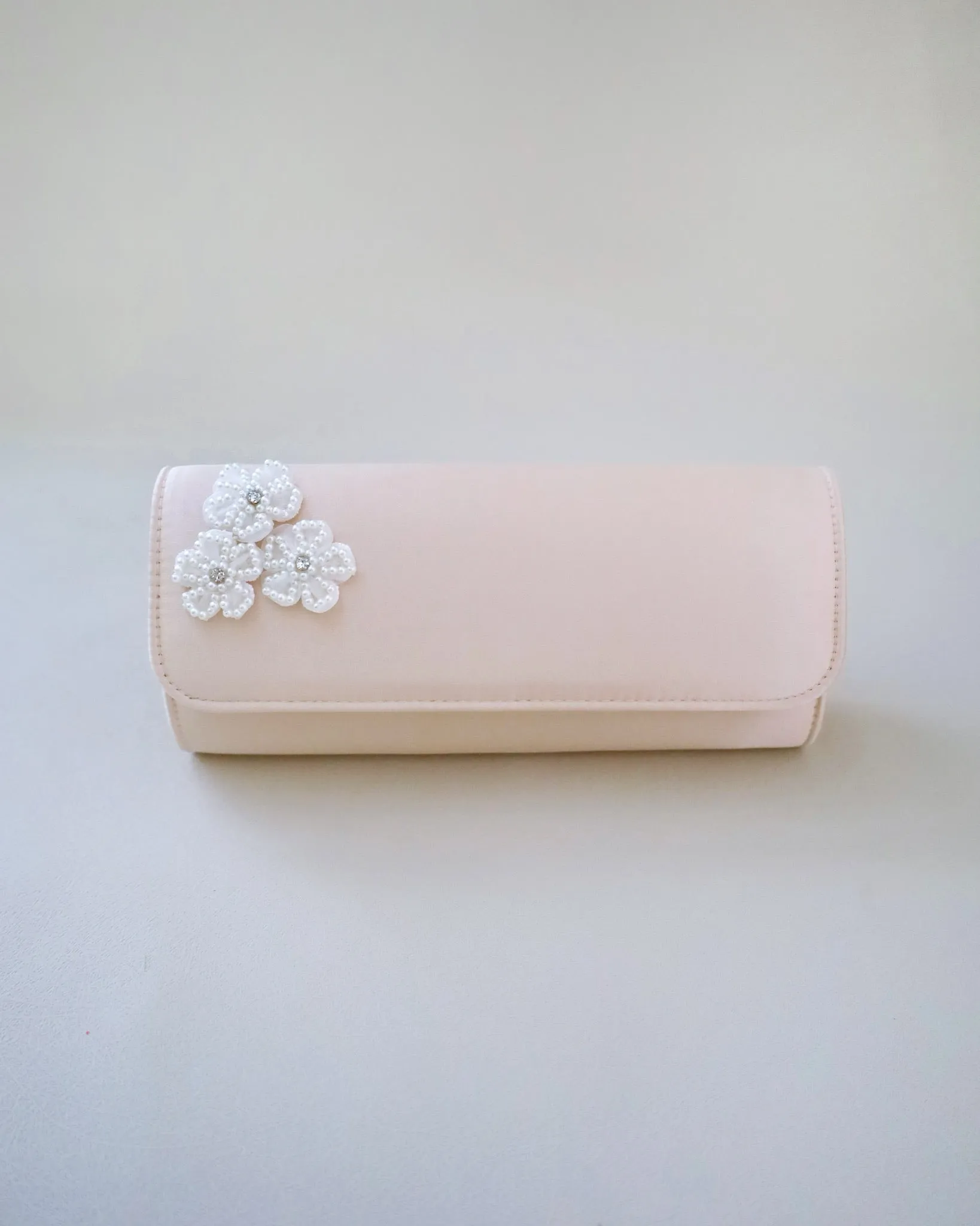 Satin Evening Clutch with Chassia Flowers