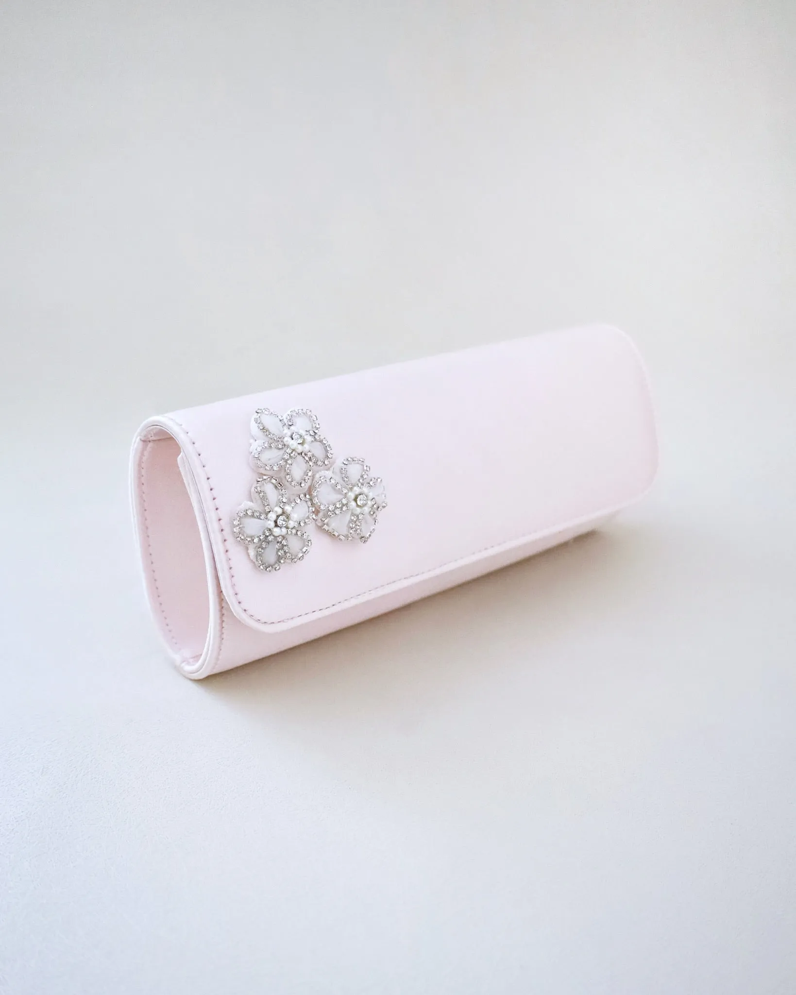 Satin Evening Clutch with Chassia Flowers