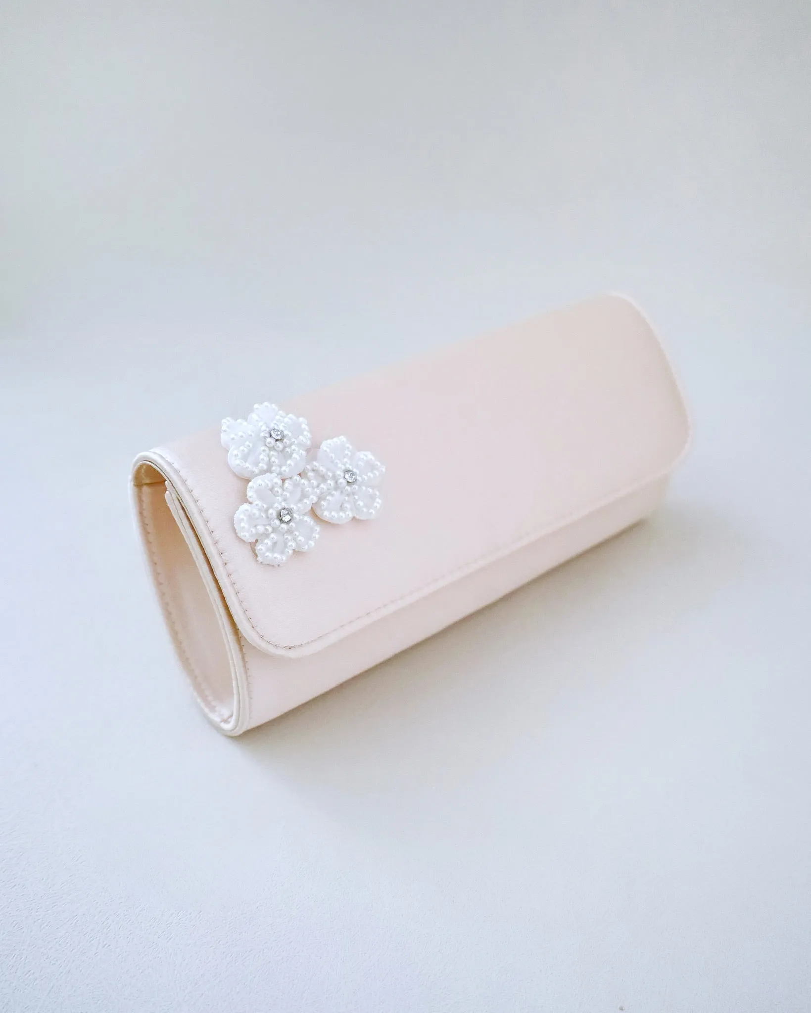 Satin Evening Clutch with Chassia Flowers