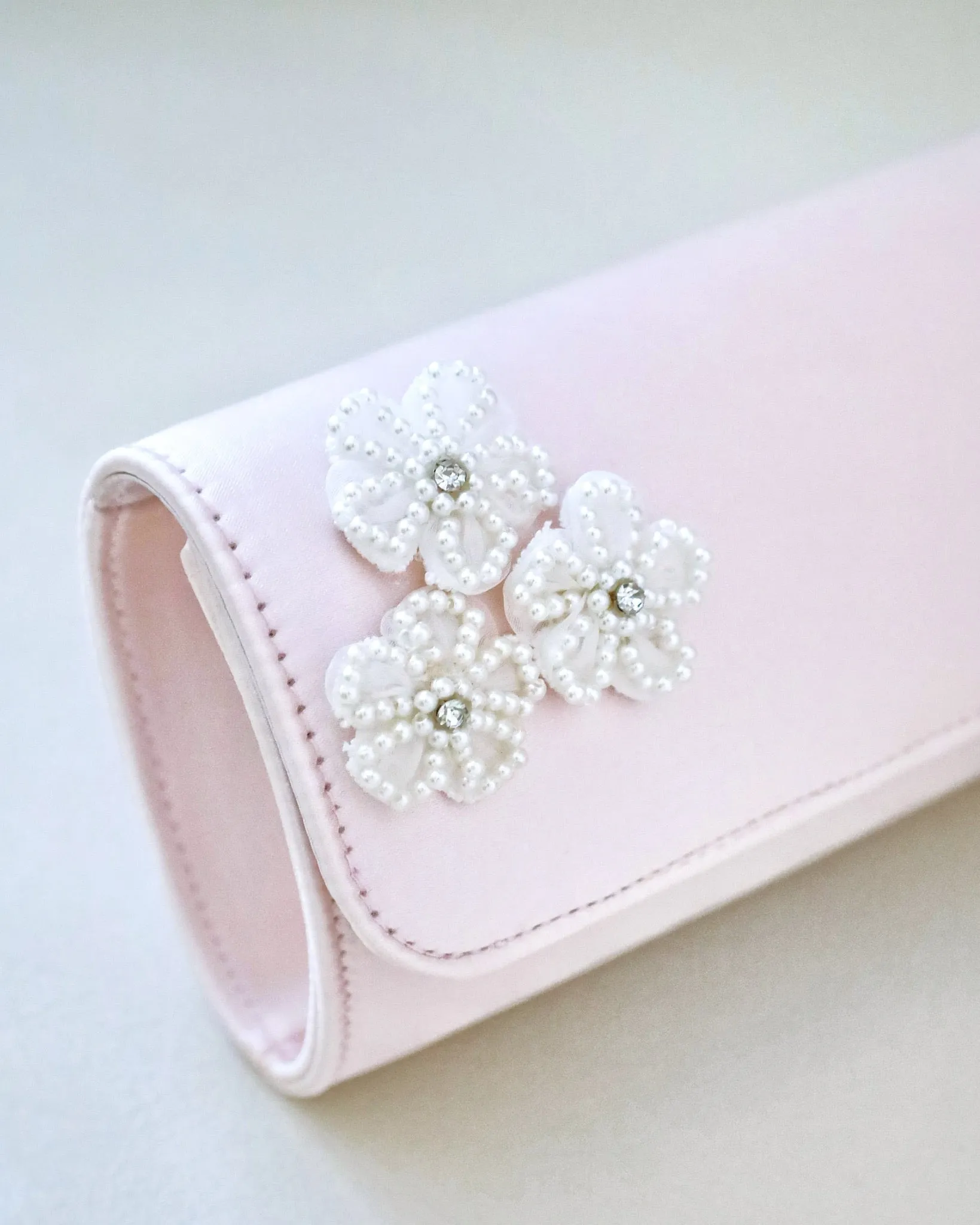 Satin Evening Clutch with Chassia Flowers