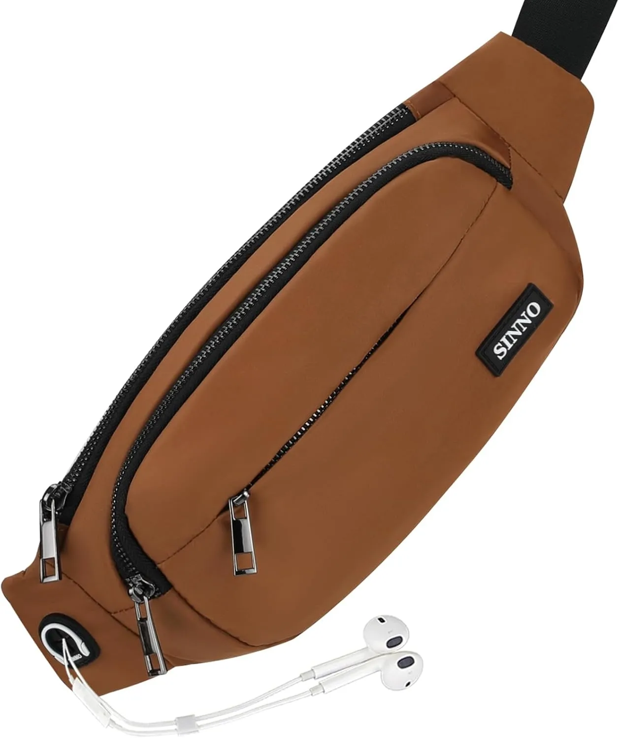 SINNO Large Crossbody Fanny Pack for Women Men Belt Bag With 4-Zipper Pockets for Travel Running Hiking Workout Dog Walking Outdoors Sport Fishing Waist Pack Bag Carrying All Phones