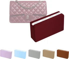 Small Classic Handbag Pillow Insert, Purse Pillow Inserts Fit for Chanel Classic Flap Bag, Lightweight Satin Pillow with Memory Foam Inner (Rouge Grenat, CF Small)