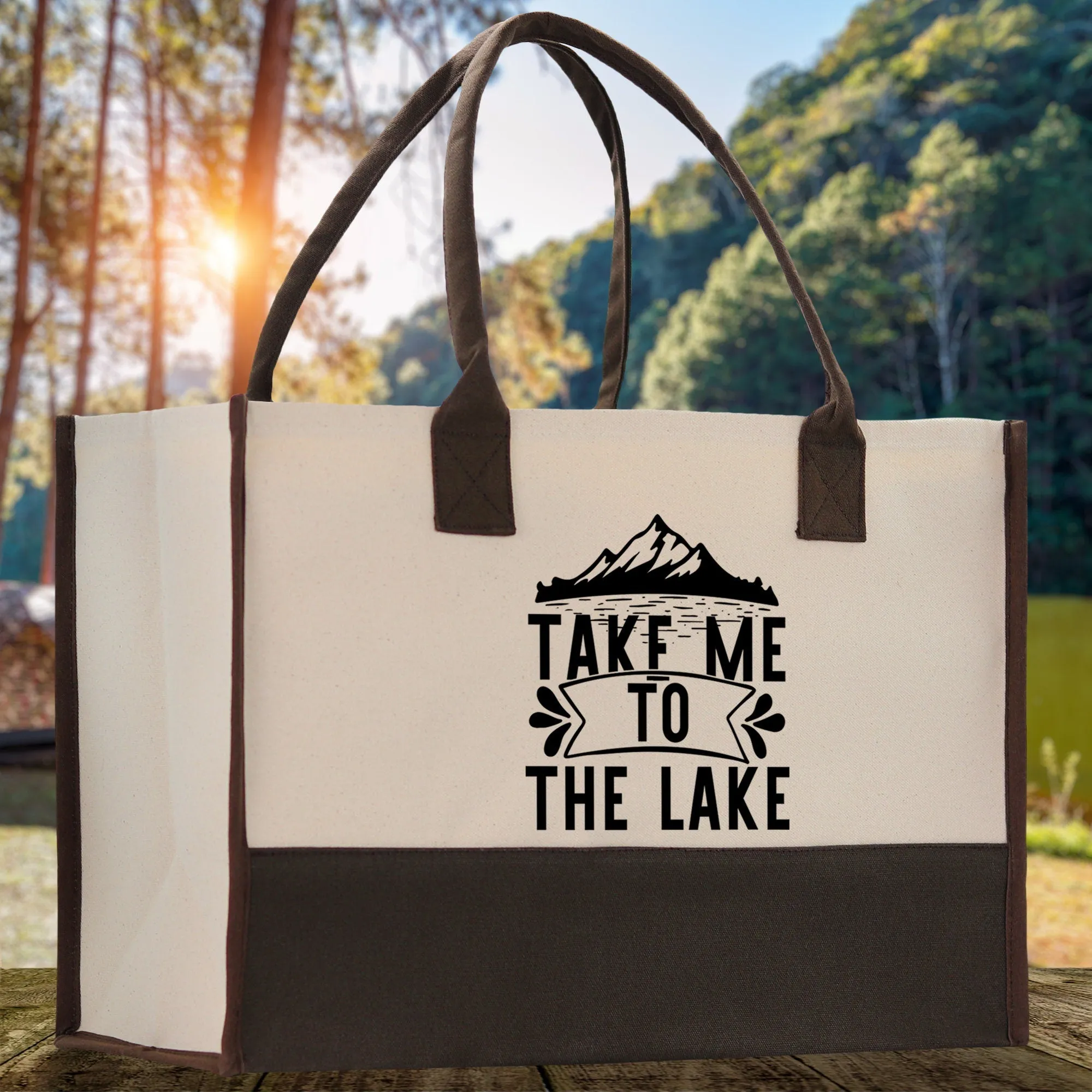 Take Me to the Lake Cotton Canvas Chic Tote Bag Camping Tote  Lake Lover Gift Tote Bag Outdoor Tote Weekender Tote Laker Tote