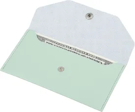 Teaaha Cash Wallet Genuine Leather Money Stuffing Wallets Organizer Reusable Budget Envelope Wallet Retro Clutch Wallets for Men Women Cash Check Billing, Minimalist Design (Green)