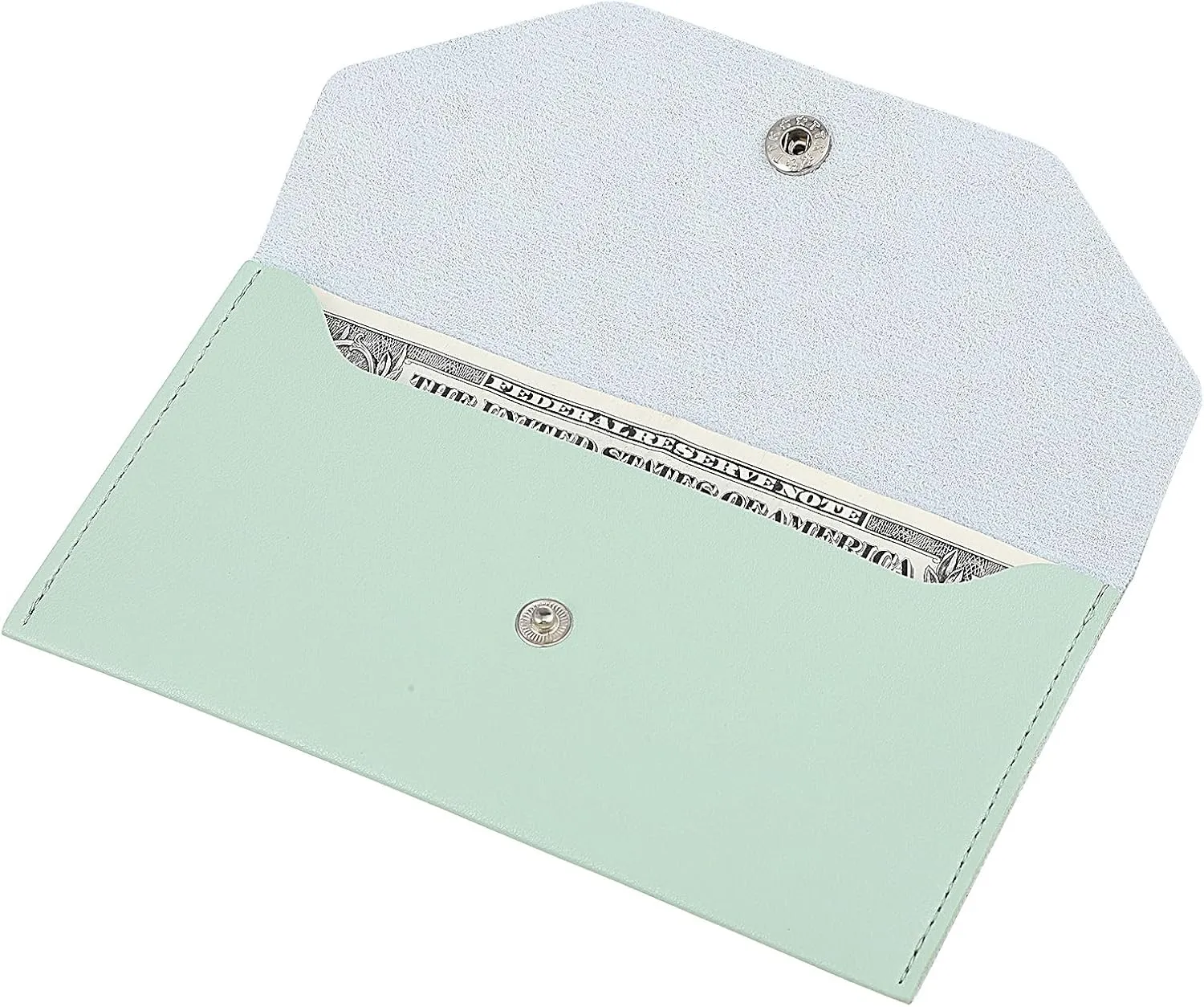 Teaaha Cash Wallet Genuine Leather Money Stuffing Wallets Organizer Reusable Budget Envelope Wallet Retro Clutch Wallets for Men Women Cash Check Billing, Minimalist Design (Green)