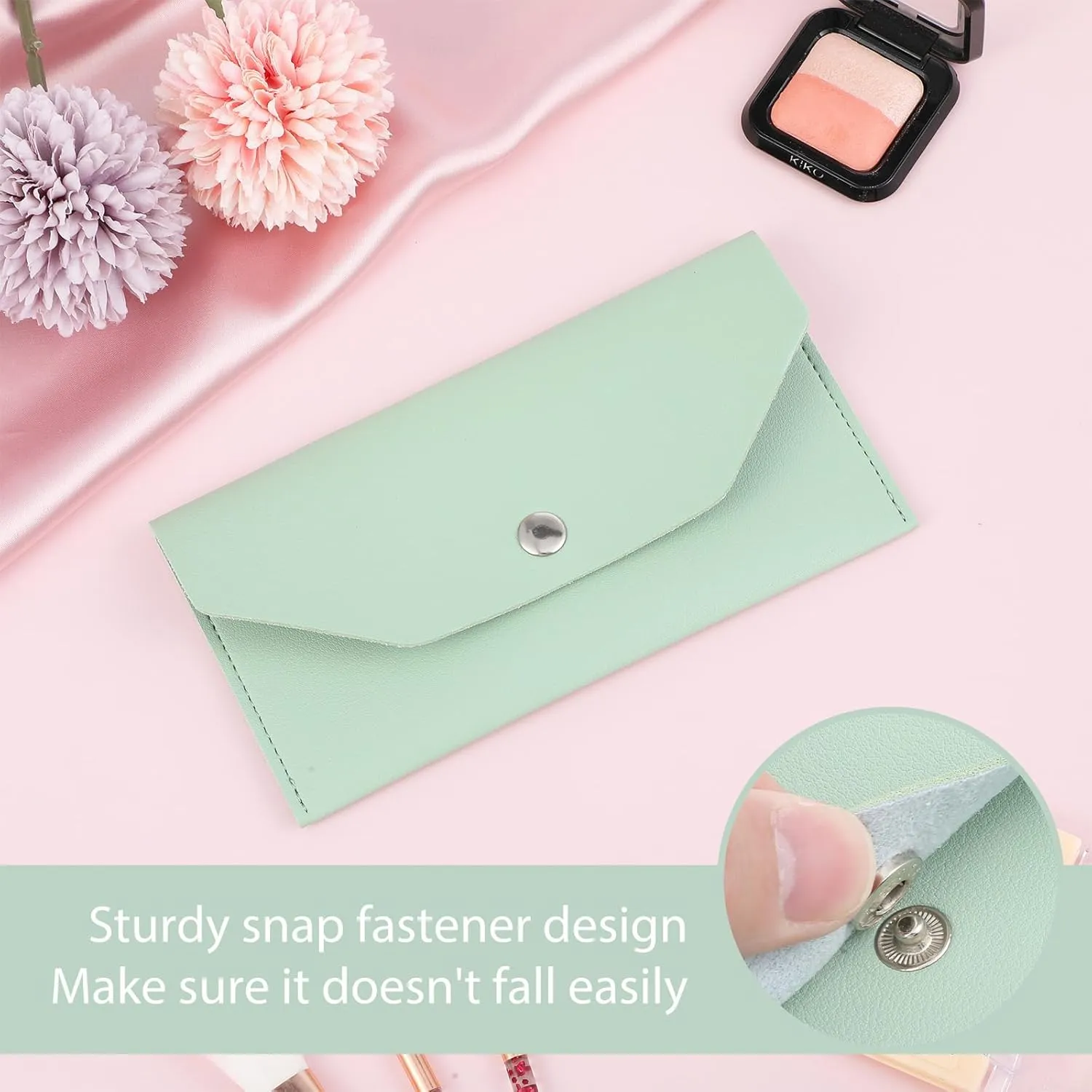 Teaaha Cash Wallet Genuine Leather Money Stuffing Wallets Organizer Reusable Budget Envelope Wallet Retro Clutch Wallets for Men Women Cash Check Billing, Minimalist Design (Green)
