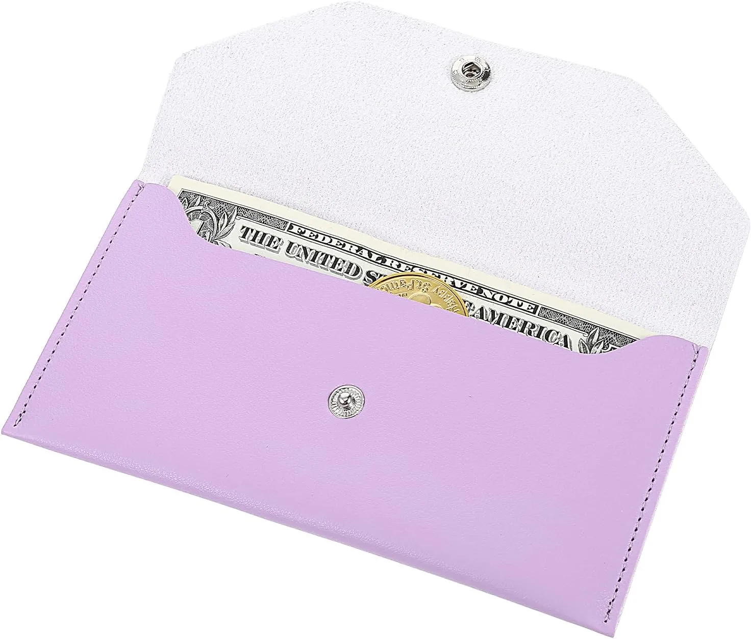 Teaaha Cash Wallet Genuine Leather Money Stuffing Wallets Organizer Reusable Budget Envelope Wallet Retro Clutch Wallets for Men Women Cash Check Billing, Minimalist Design (Mauve)