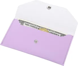 Teaaha Cash Wallet Genuine Leather Money Stuffing Wallets Organizer Reusable Budget Envelope Wallet Retro Clutch Wallets for Men Women Cash Check Billing, Minimalist Design (Mauve)