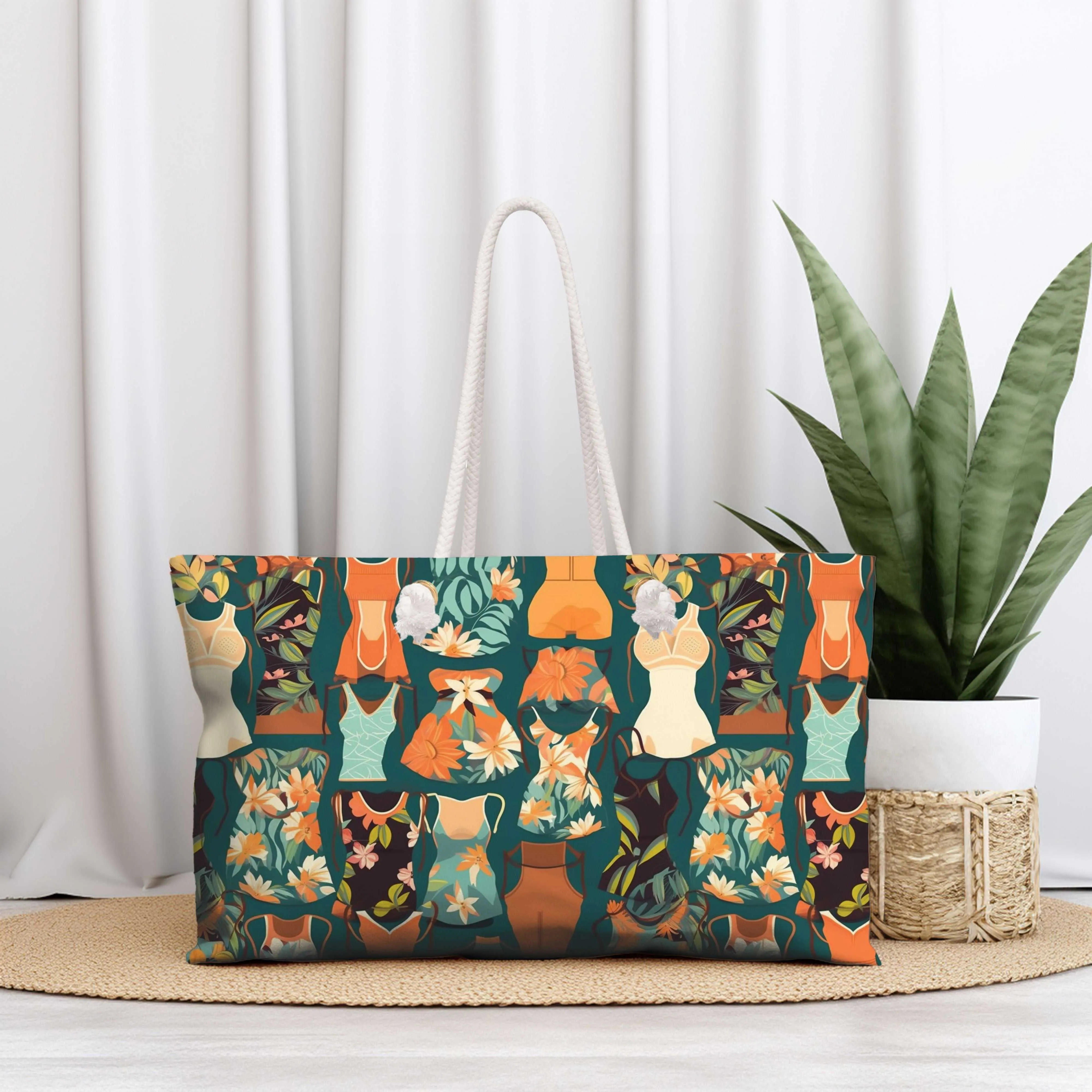 Vintage Swimsuit Large Beach Tote Bag