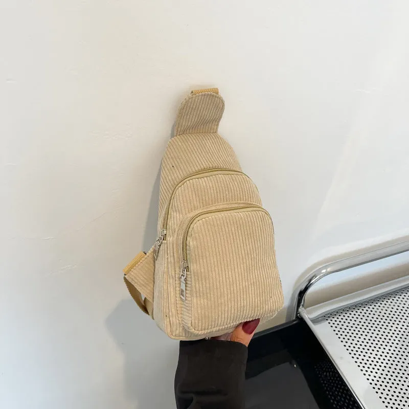 Wholesale Solid Color Chest Bag, Velvet Canvas Bag, Single Shoulder Crossbody Bag