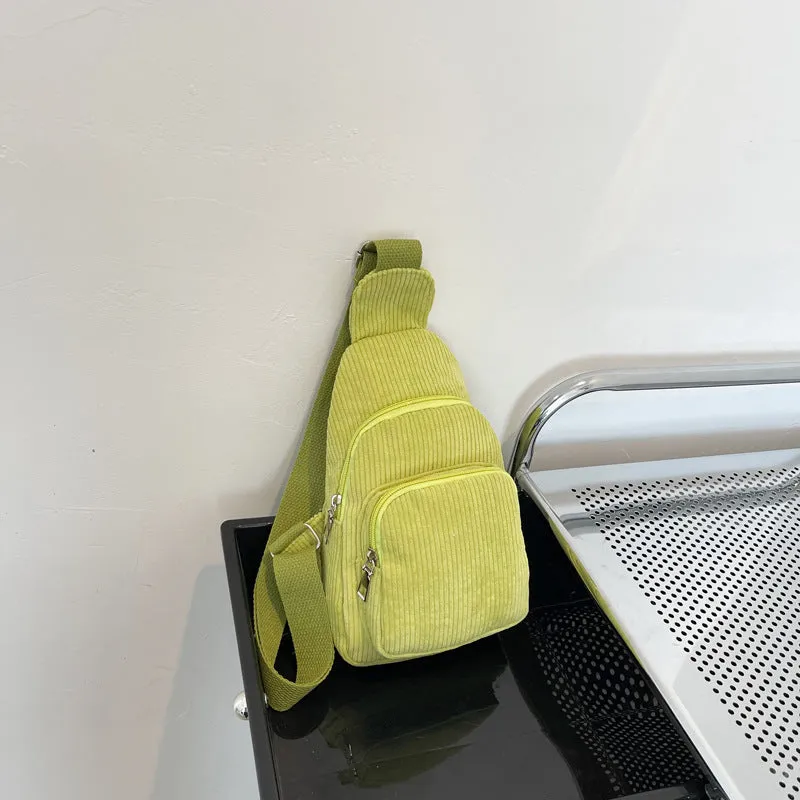 Wholesale Solid Color Chest Bag, Velvet Canvas Bag, Single Shoulder Crossbody Bag