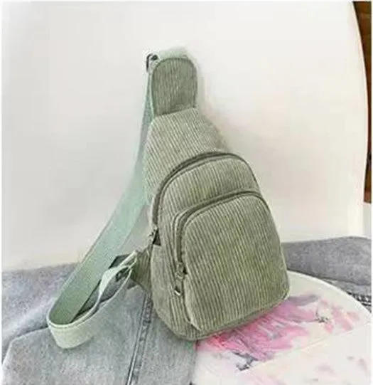Wholesale Solid Color Chest Bag, Velvet Canvas Bag, Single Shoulder Crossbody Bag