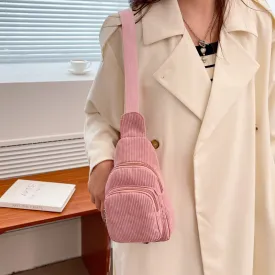 Wholesale Solid Color Chest Bag, Velvet Canvas Bag, Single Shoulder Crossbody Bag