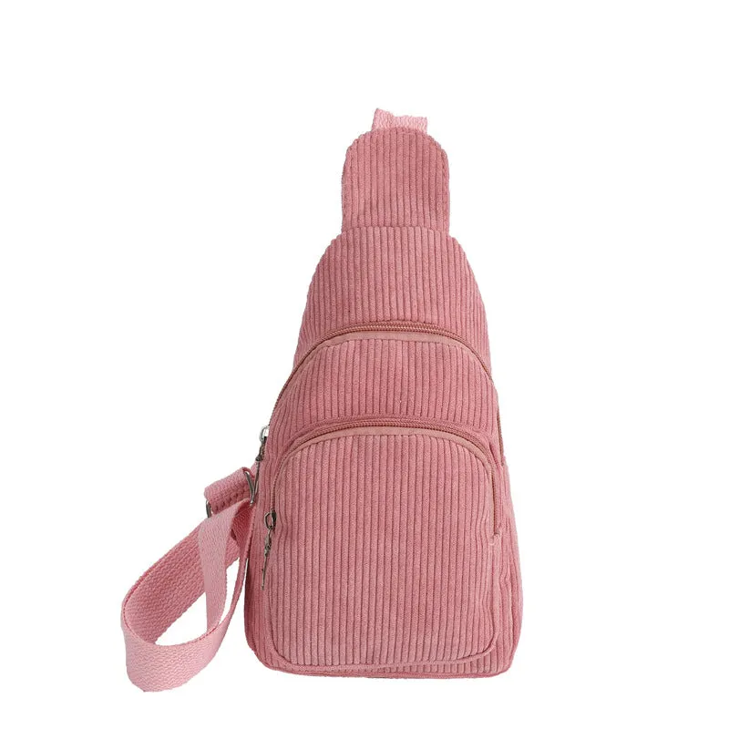 Wholesale Solid Color Chest Bag, Velvet Canvas Bag, Single Shoulder Crossbody Bag