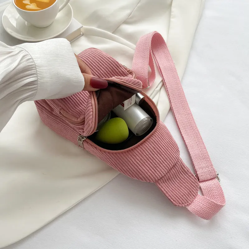 Wholesale Solid Color Chest Bag, Velvet Canvas Bag, Single Shoulder Crossbody Bag