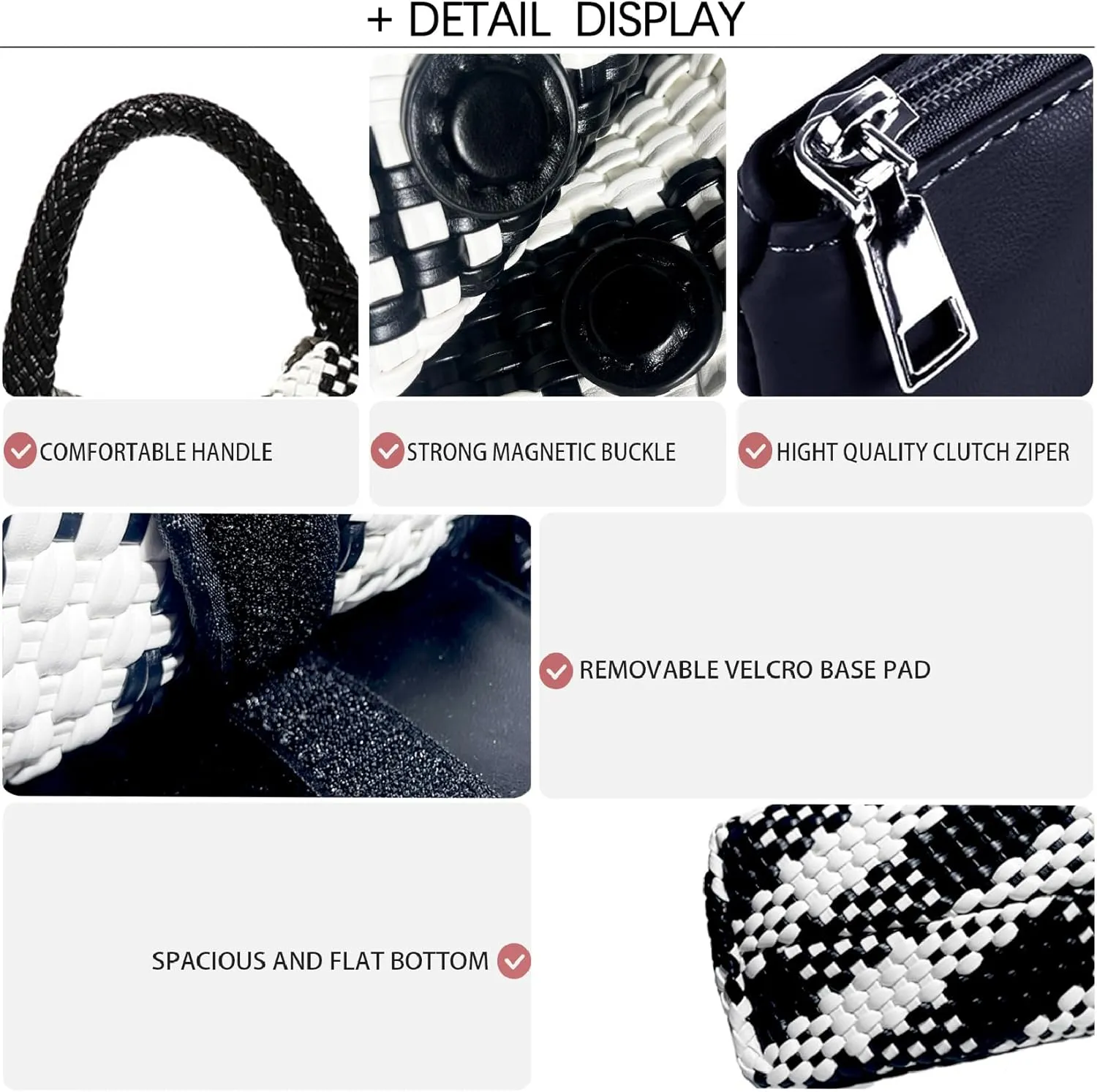 Women Vegan Leather Hand-Woven Tote Handbag Fashion Shoulder Top-handle Bag All-Match Underarm Bag with Purse