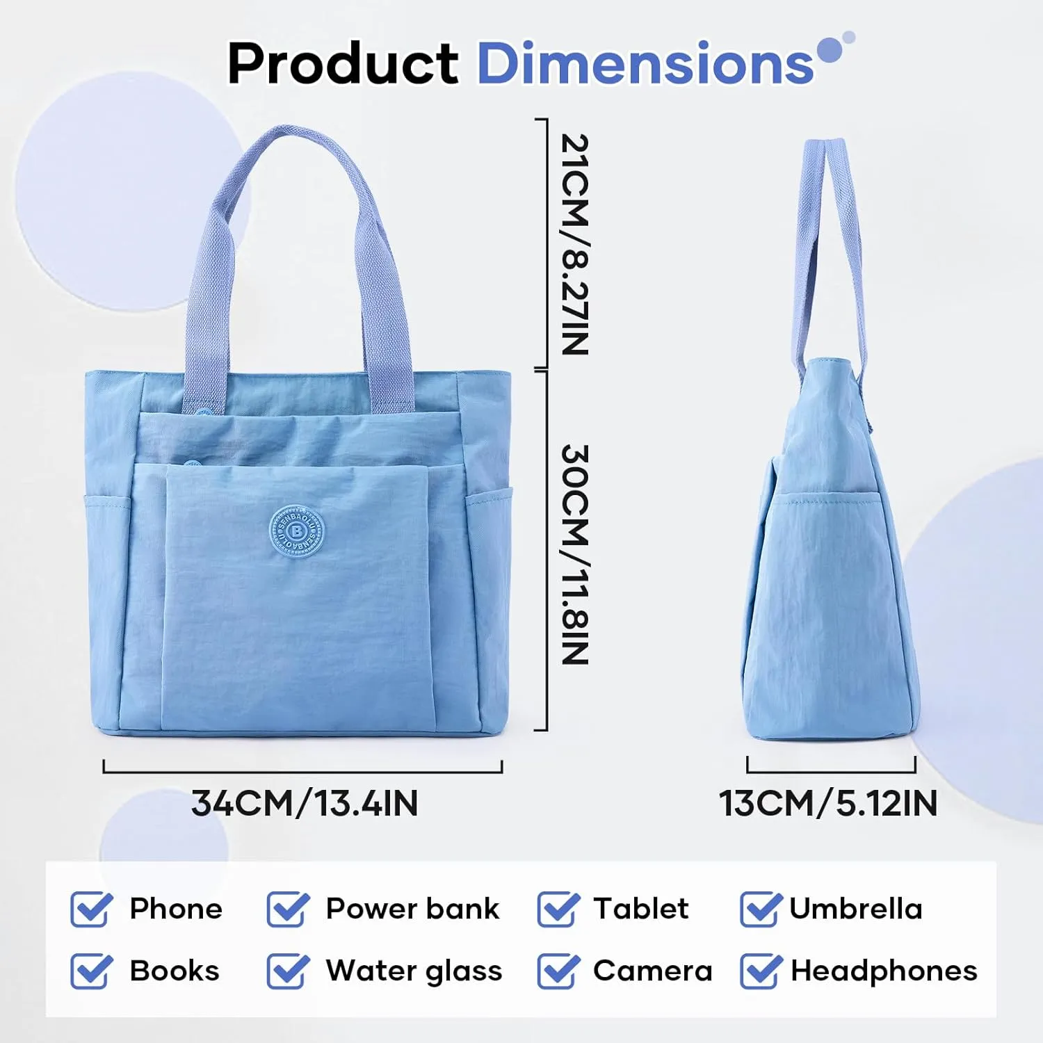 Work Tote Bag for Women, Travel Shoulder Bag Large Purse Nurse Tote Bag with Zipper for School, College, Gym