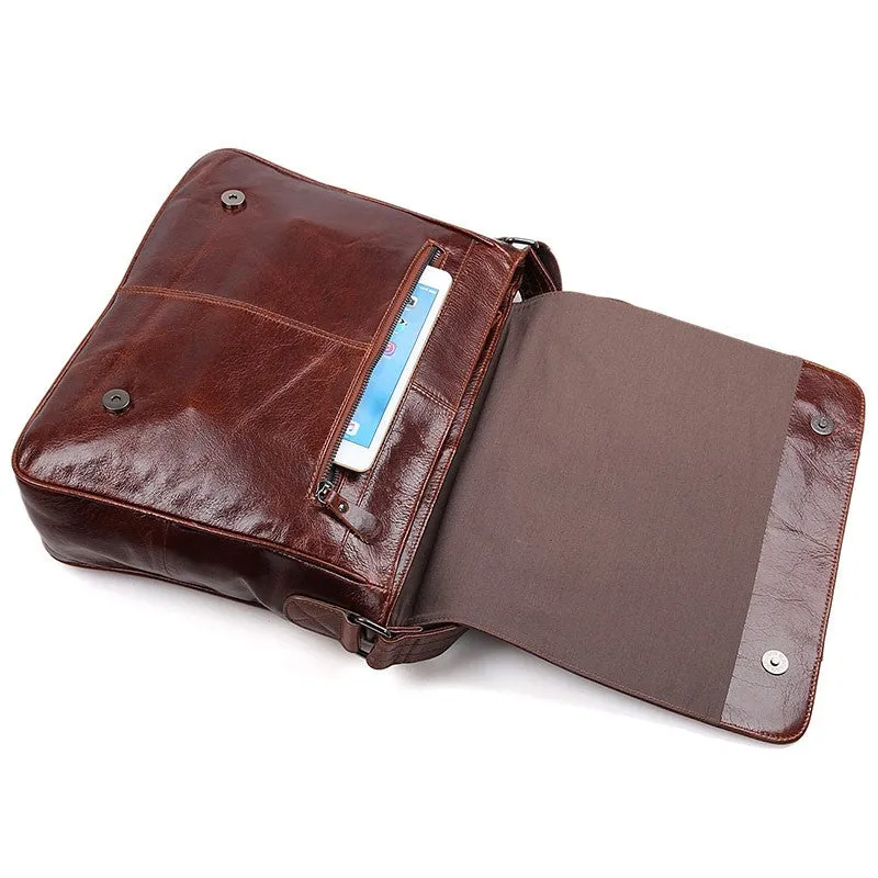 YAAGLE Men's Vintage Real Leather Flap Messenger Bag YG7338