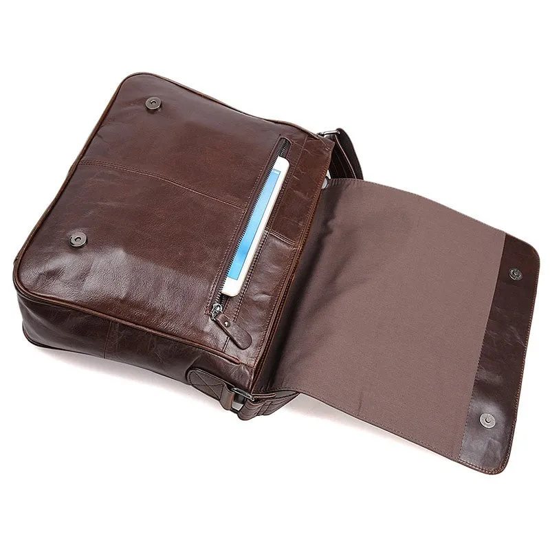 YAAGLE Men's Vintage Real Leather Flap Messenger Bag YG7338
