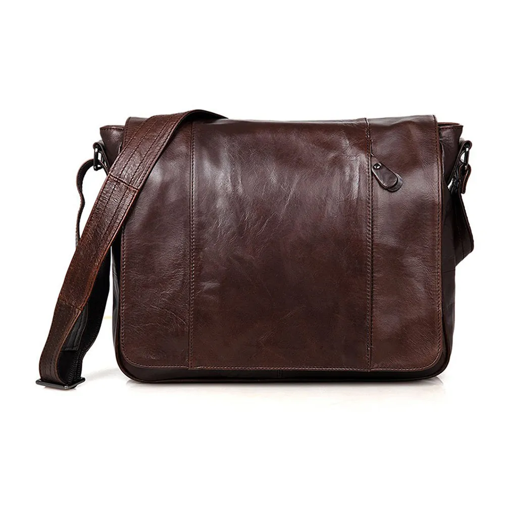 YAAGLE Men's Vintage Real Leather Flap Messenger Bag YG7338