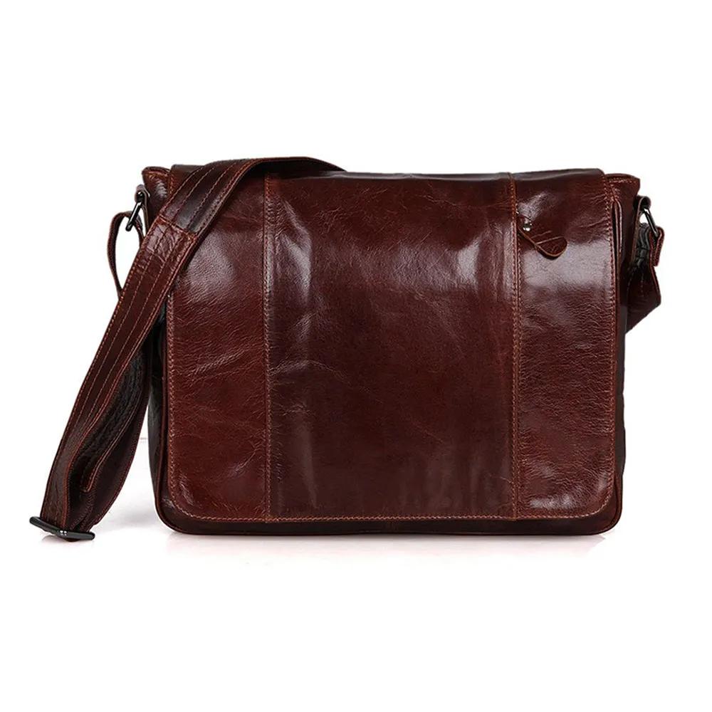 YAAGLE Men's Vintage Real Leather Flap Messenger Bag YG7338
