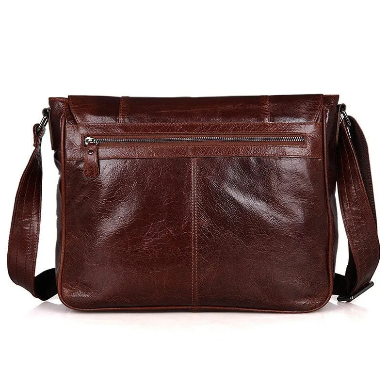 YAAGLE Men's Vintage Real Leather Flap Messenger Bag YG7338